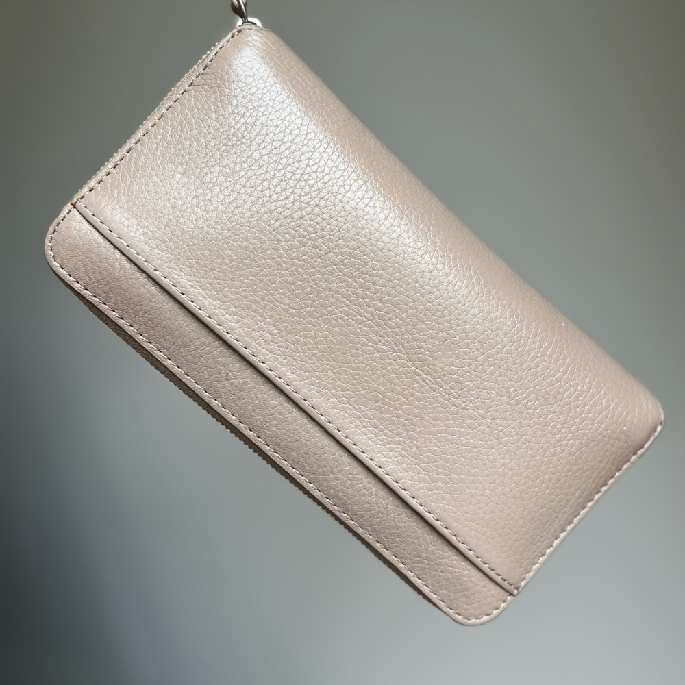 Saks Fifth Avenue Taupe Leather Wallet